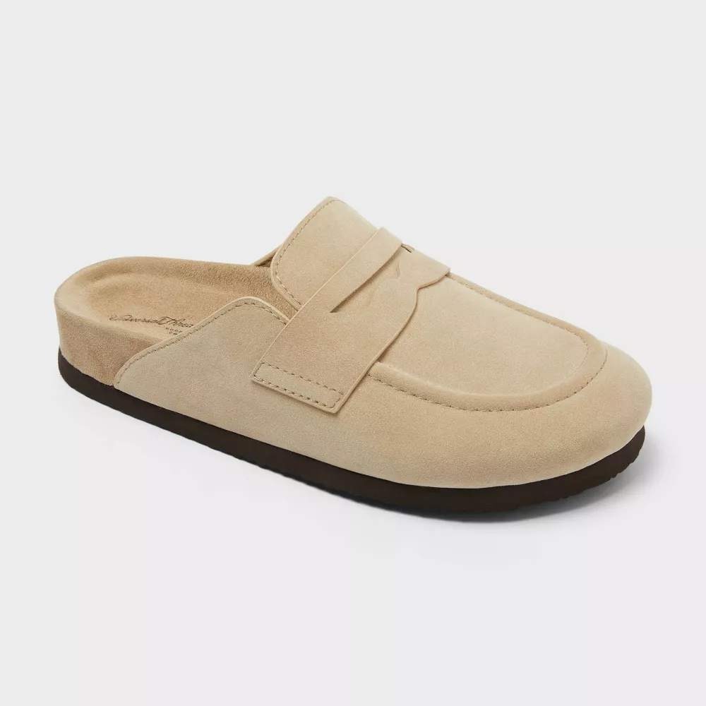 Universal Thread Jean Clog Mule Flats Womens 8 Light Taupe Faux Leather Slip-On